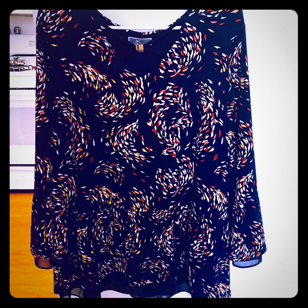 JM collection XL blouse navy designer work top👚